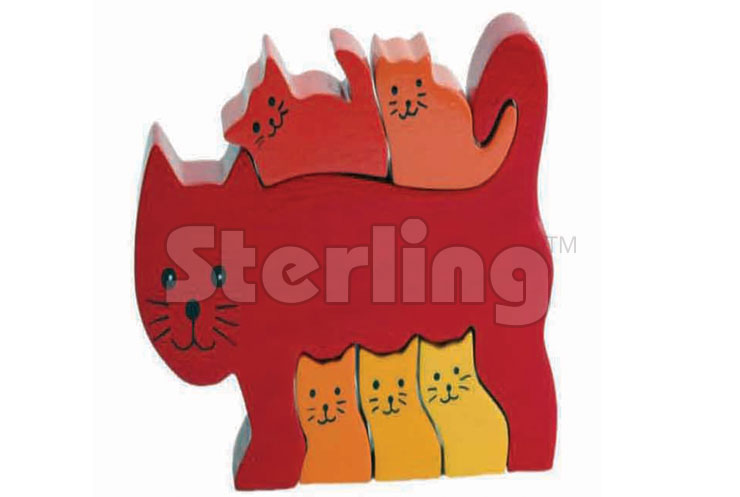 CAT FAMILY JIGSAW PUZZLE-COLORED