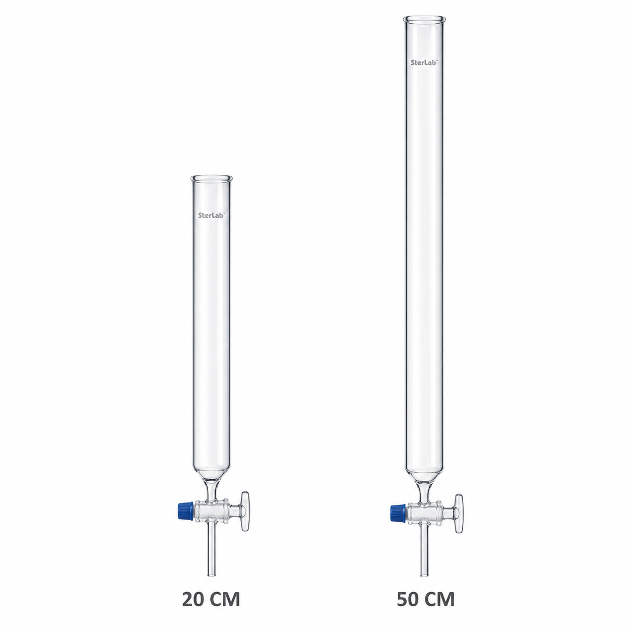 CHROMATOGRAPHY COLUMNS WITH INTEGRAL SINTERED DISC AND STOPCOCK – BOROSILICATE GLASS