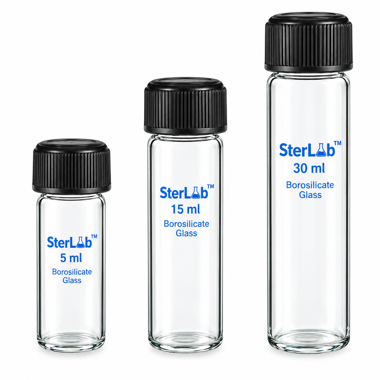 CULTURE TUBES, FLAT BOTTOM, WITH SCREW CAP & RUBBER LINER - BOROSILICATE GLASS