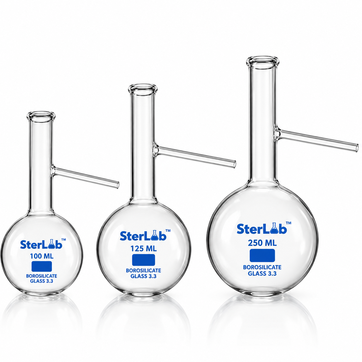 DISTILLATION FLASK WITH SIDE TUBE – BOROSILICATE GLASS