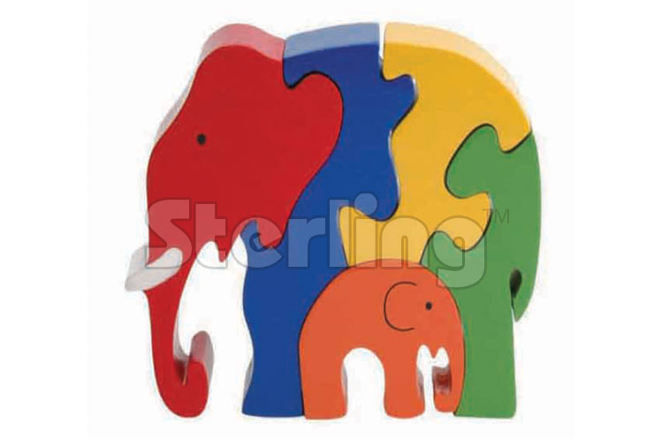 ELEPHANT FAMILY JIGSAW PUZZLE-COLORED