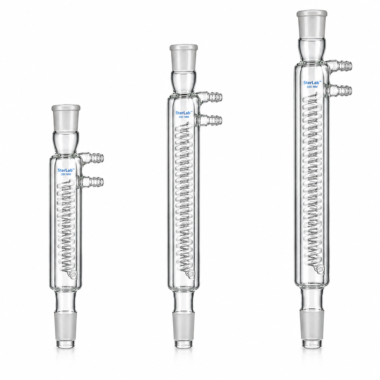 JACKETED COIL CONDENSERS – BOROSILICATE GLASS