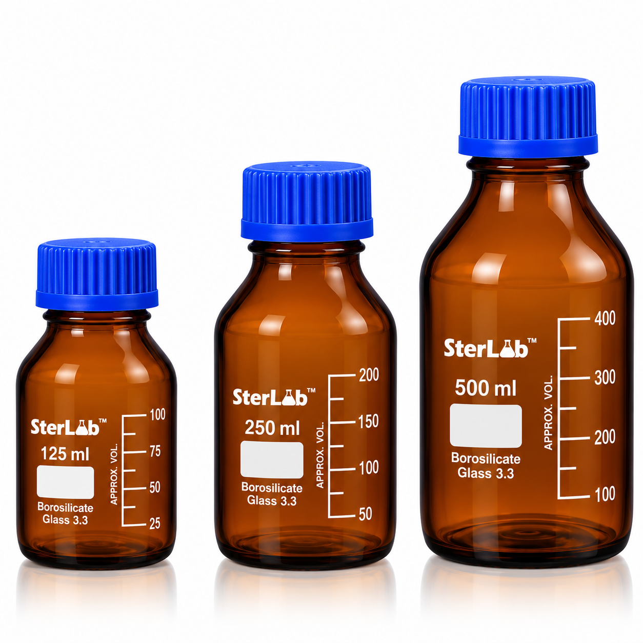 REAGENT BOTTLE – AMBER NARROW MOUTH WITH SCREW CAP - BOROSILICATE GLASS