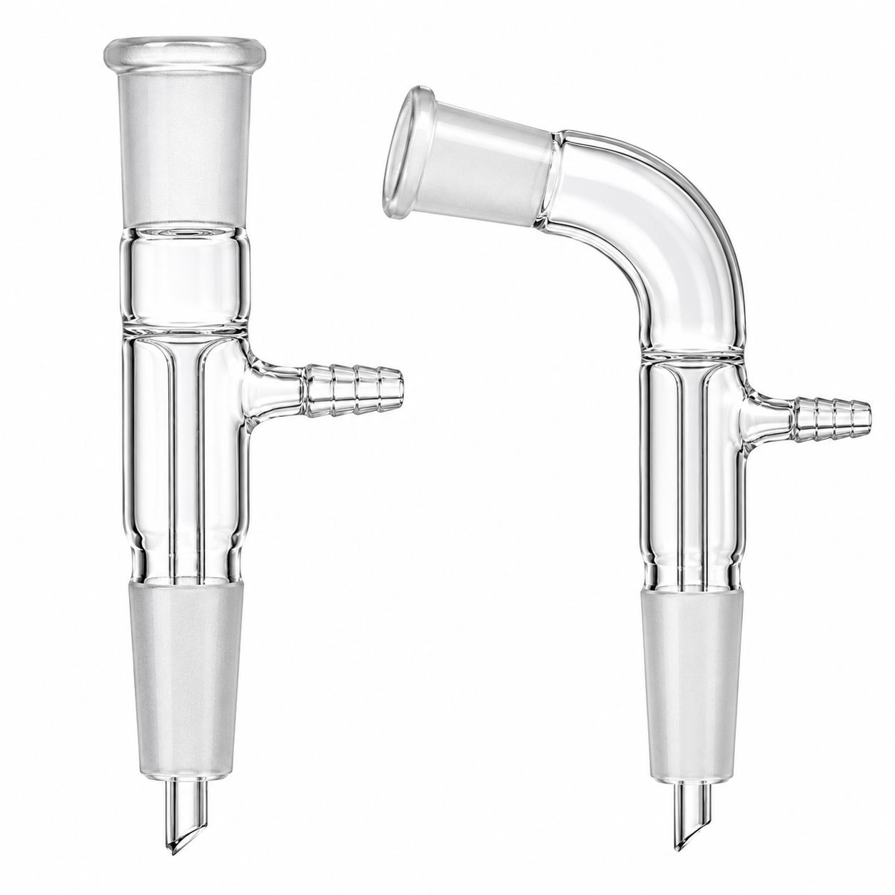 RECEIVER ADAPTERS, BEND OR STRAIGHT, WITH VACUUM CONNECTION – BOROSILICATE GLASS
