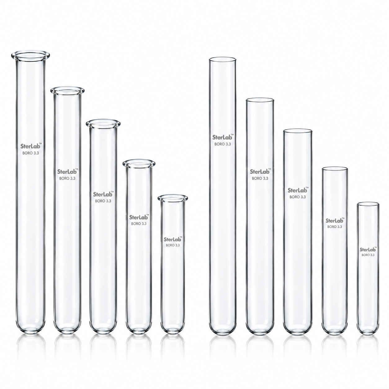 TEST TUBES, WITH RIM OR WITHOUT RIM – BOROSILICATE GLASS